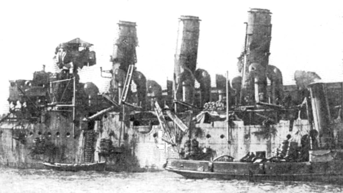 Blown apart: The HMS Vindictive damaged by shelling. Picture: Library of Congress under Creative Commons