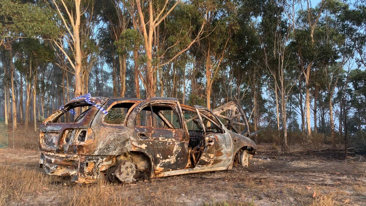 The car which caused a plantation fire on March 24. Picture: Ashleigh McMillan