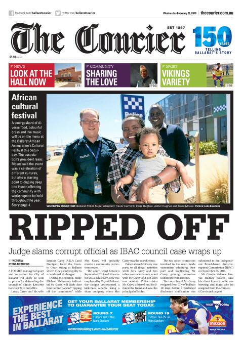 The Courier's front page on Lukas Carey from February 2018. 