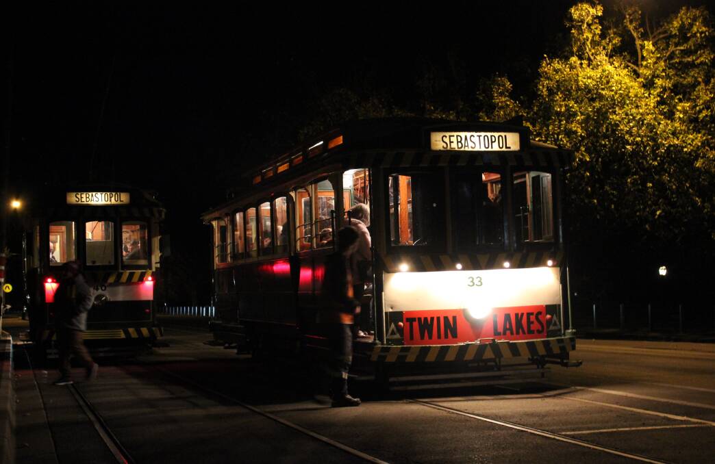 On the right track: Ballarat residents took the chance to ride one of Ballarat's historic trams on Wednesday night, to commemorate the closure of the tram system in 1971. Picture: Ashleigh McMillan
