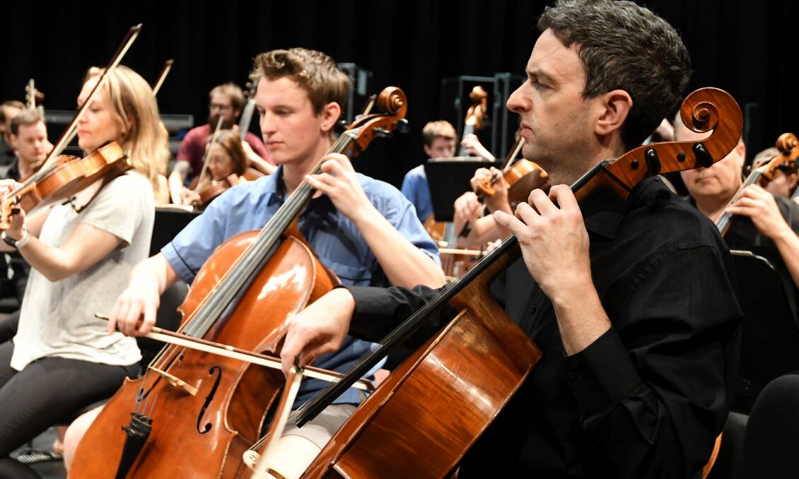 In tune: Nineteen students from Ballarat Grammar and Phoenix Community College play alongside seasoned string musicians from the Melbourne Symphony Orchestra. Photo: Lachlan Bence