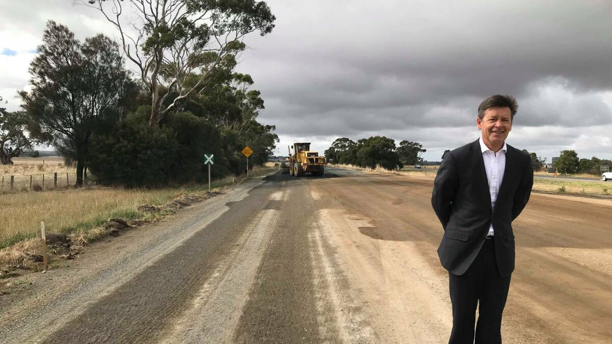 New Hub: Roads and road safety Luke Donnellan next to the Western Freeway works at Ballan. 