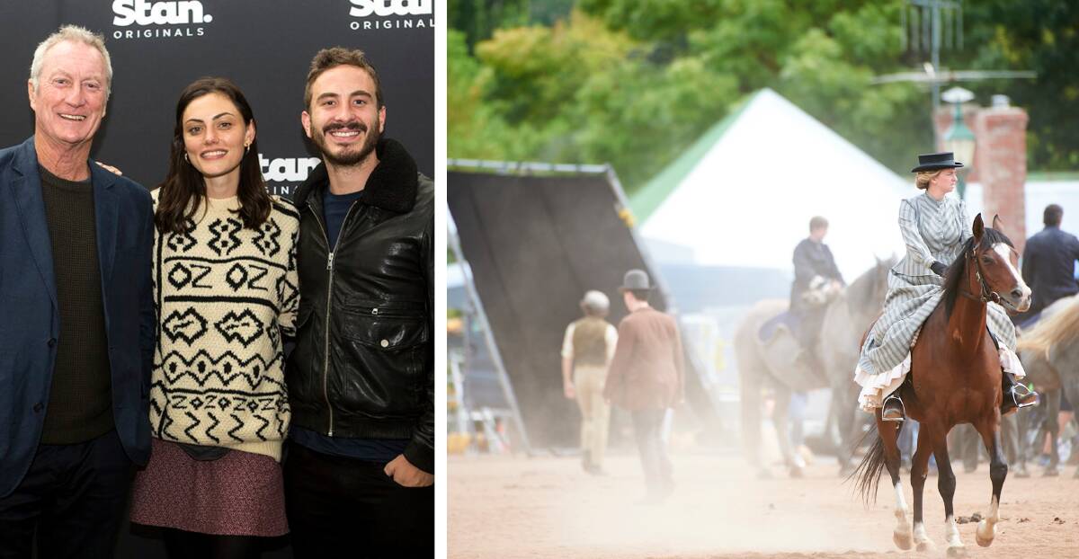 (Left) Bryan Brown, Phoebe Tonkin, and Ryan Corr will star in the new Bloom series. (Right) Picnic at Hanging Rock filming in Clunes by Luka Kauzlaric. 