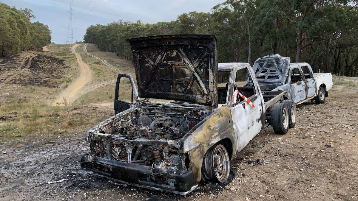 Two more cars burnt out in Nerrina on Monday. Picture: Ashleigh McMillan