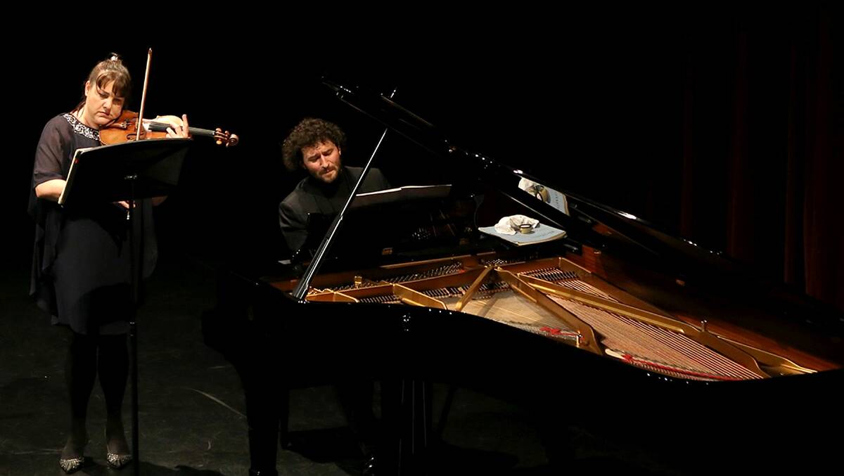 THRILLING: Violinist Monica Curro and pianist Stefan Cassomenos at the Wendouree Centre for Performing Arts. Picture: Michael Watson