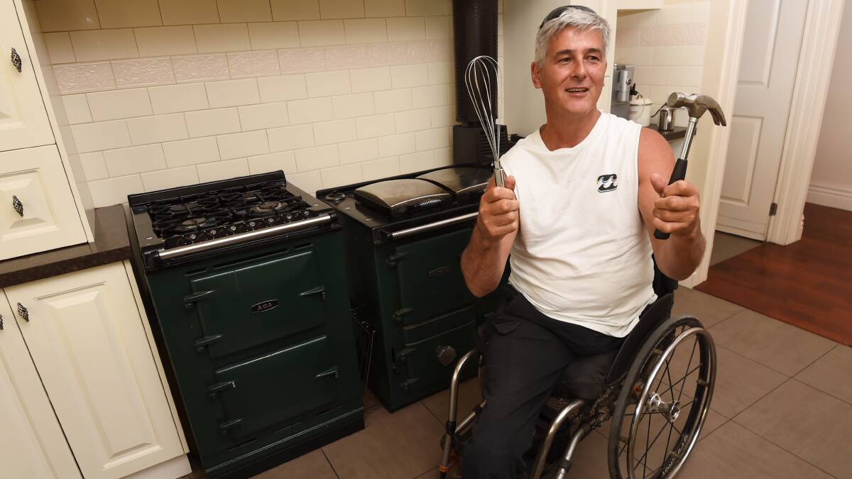 HANDYMAN: Double amputee Owen Telford is a qualified chef and accomplished handyman. He wants prospective employers to see beyond his wheelchair and give him a go. Picture: Lachlan Bence