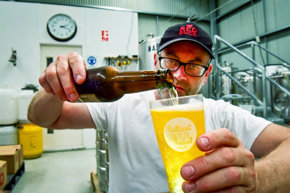REFRESHING: Scott Wilson-Browne from Red Duck Brewery gears up for Saturday's Ballarat Beer Festival. Picture: Brendan McCarthy