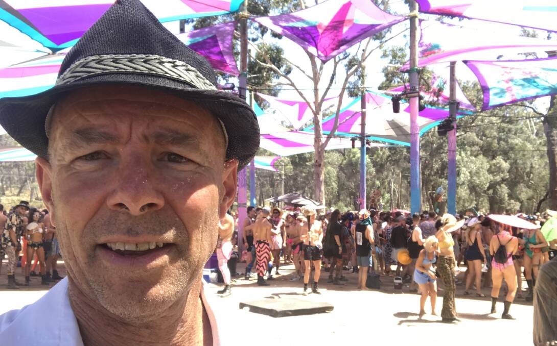 Former Buninyong MP Geoff Howard at the Rainbow Serpent Festival in Lexton.