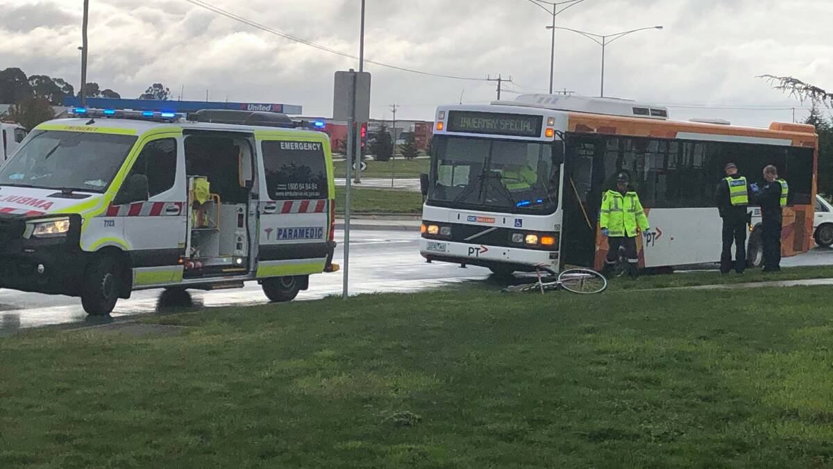Lucky escape for cyclist in his 20s who collided with bus at Wendouree roundabout