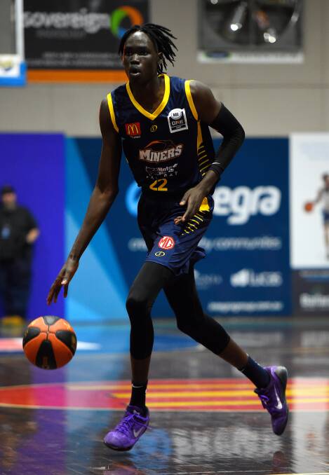 DOMINANT: Miners Centre Deng Acouth had his best game for Ballarat, registering a triple double in their victory. Picture: Adam Trafford.