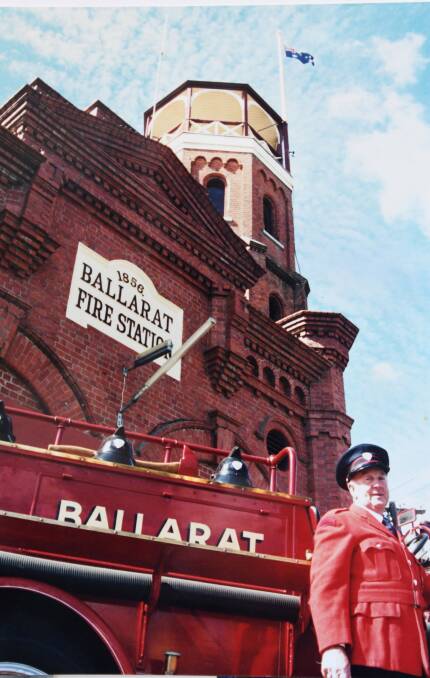 CLASSIC: Stan Kneeshaw poses in front of the Ballarat Fire Station.