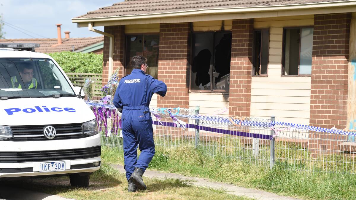Arson forensic investigators arrive on scene Wednesday morning. Picture: Kate Healy