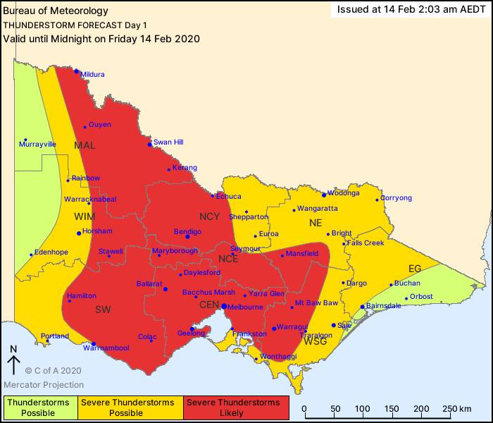 A rain map released by the Bureau of Meteorology.