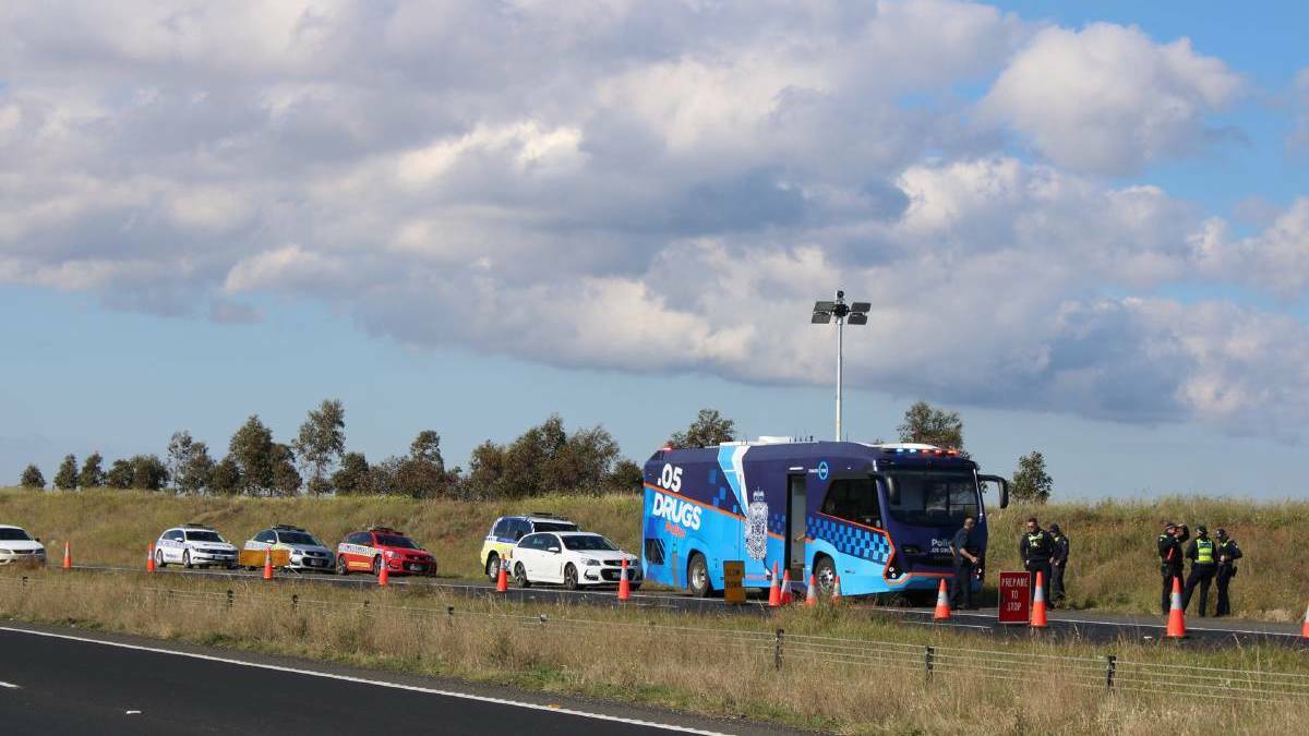 POLICE PRESENCE: The vehicle checkpoint at Hopetoun Park, between Bacchus Marsh and Melton.
