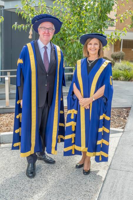 DRESS TO IMPRESS: Chancellor Terry Moran and Vice-Chancellor Helen Bartlett. Picture supplied.