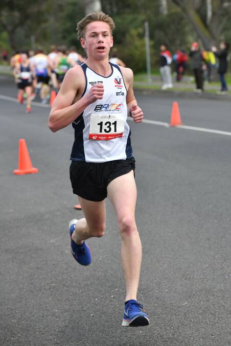 SPEED: Harry Sharp finished in second place in the Burnley 5km run. Picture: Neville Down