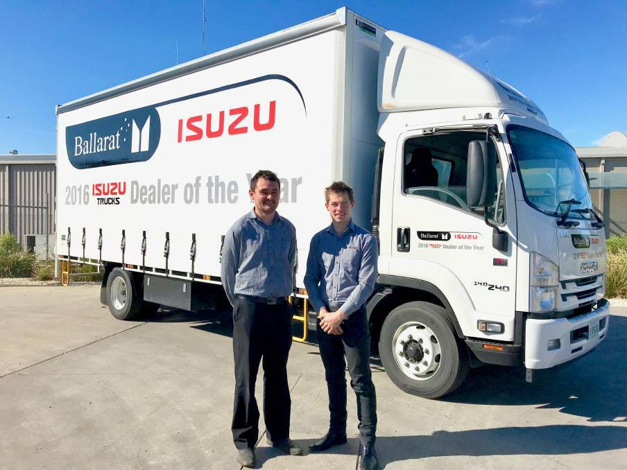 WORLD CLASS: Jake Quick (right) and his service manager from Isuzu Trucks Ballarat before last years World Championships in Japan.