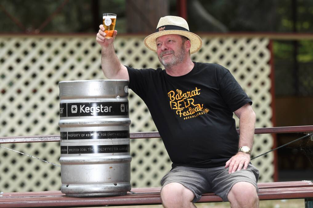 CHEERS: Beer Festival organiser Ric Dexter prepares for a brew filled weekend. Picture: Lachlan Bence.