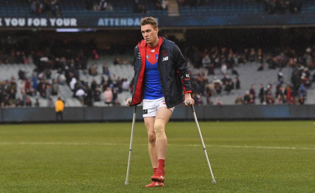 OUCH: Tom McDonald will likeley miss the rest of the AFL season for the Demons. Picture: Julian Smith.