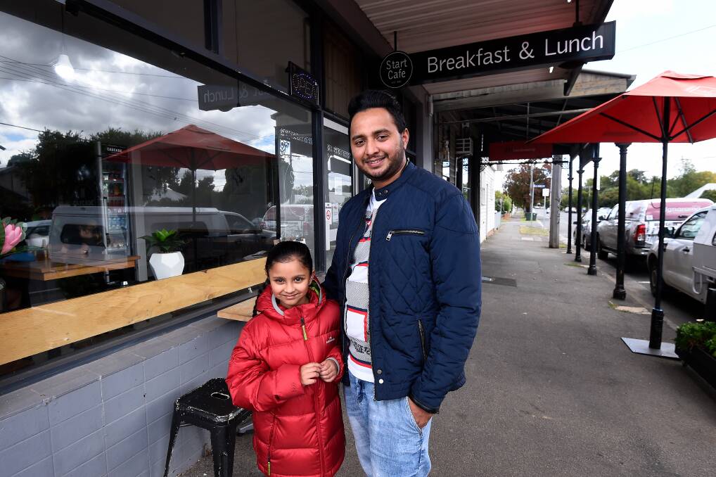 HELPING HAND: Owner of Start Cafe Raj Singh (right) is donating all coffee sales on Monday and Tuesday to Ballarat Health Services. Picture: Adam Trafford.