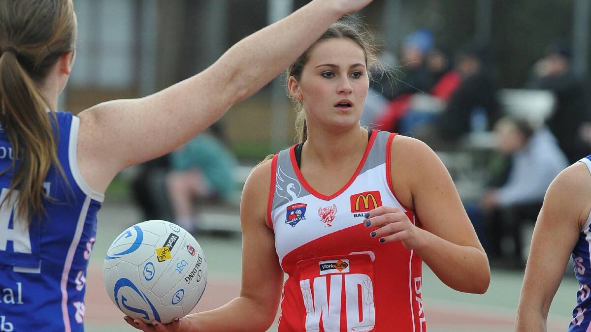 MOVEMENT: Ballarat's Amelia Cross will be looking to help the Swans push towards a top-six finish at the weekend against North Ballarat City. Picture: Lachlan Bence.