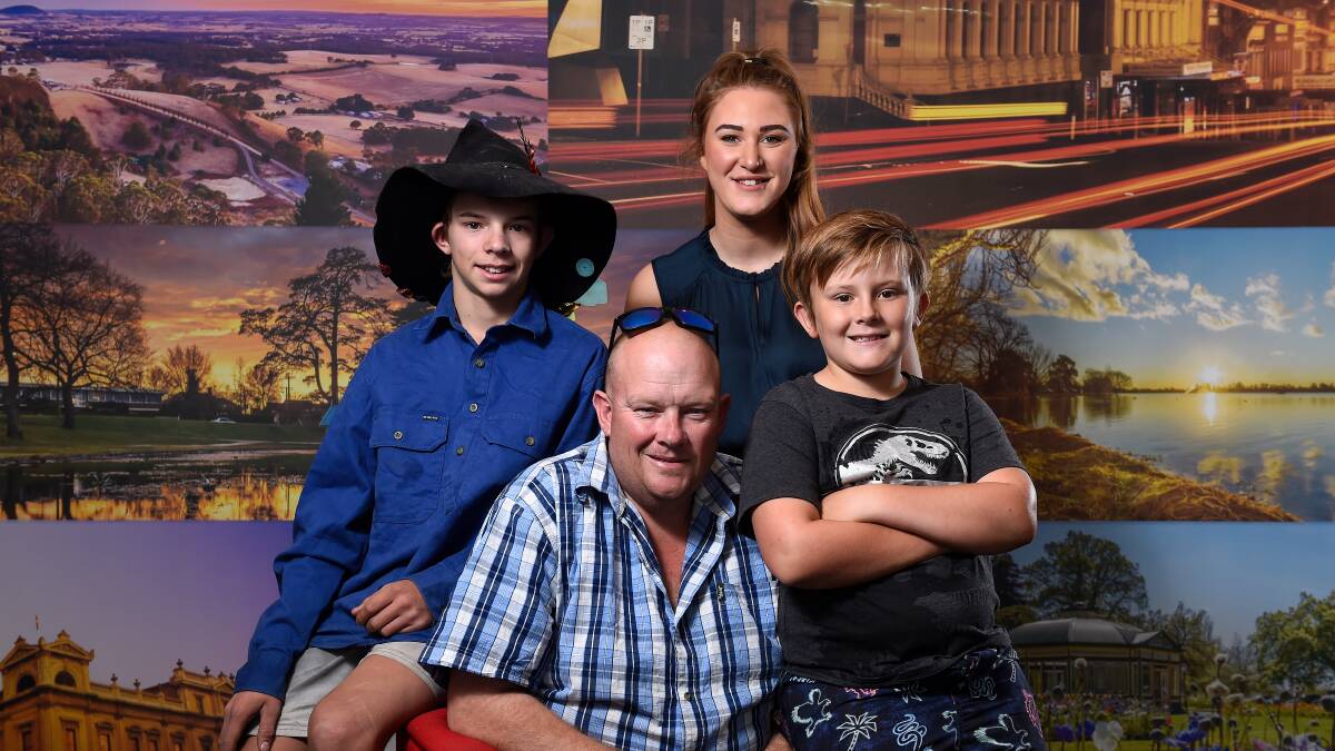 WORK TOGETHER: Kelly Dubberley (front) with his sons Tyrone (left) and Nathan and PRD's Kiara Porra. Picture: Adam Trafford.