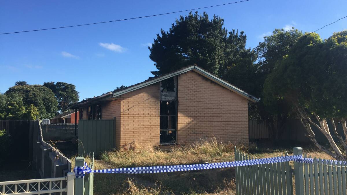 GUTTED: All that remains of the Clematis Street home is it's brick structure. Picture: Ben Hopkins