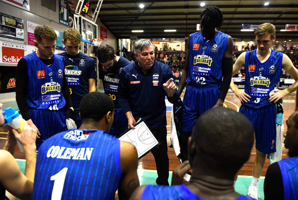 WORDS OF WISDOM: Ballarat Miners coach Brendan Joyce said he is looking for his young players to grasp the opportunity for more playing time over the final three weeks of the NBL1. Picture: Adam Trafford.