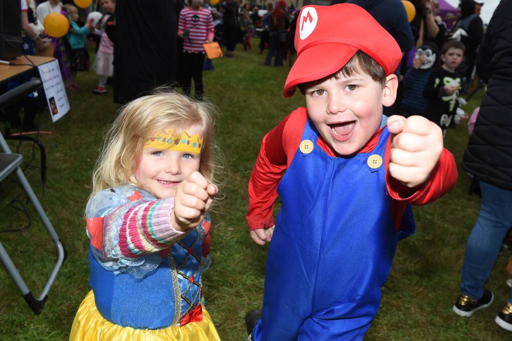 DRESS UP: Imigen Lees, 3, and William Lees, 6, at last years Alfredton Rotary Club's Halloween event. Picture: Kate Healy.

