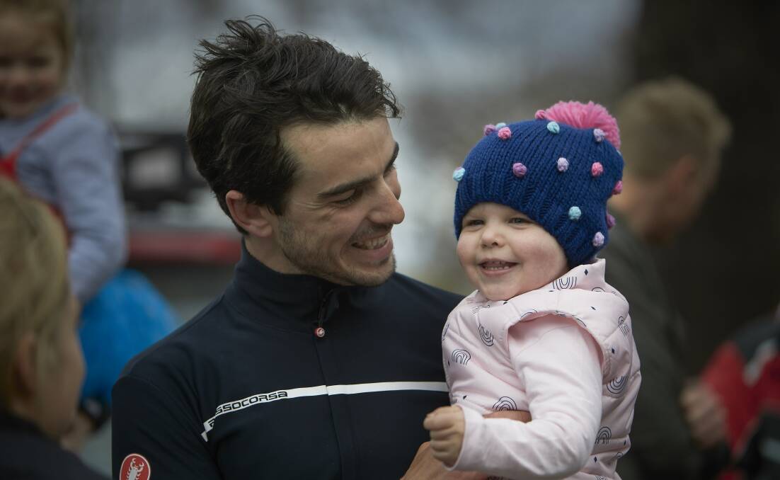 Jarrod King smiles with his daughter Isla. Picture: Luka Kauzlaric