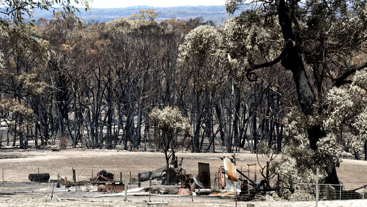 The aftermath of the Scotsburn bushfires. Picture: Lachlan Bence.