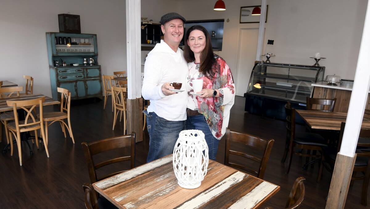 SO CLOSE: Carl Oberhauser and Rachael Gauci inside their soon-to-be-opened cafe in Linton. Picture: Lachlan Bence.