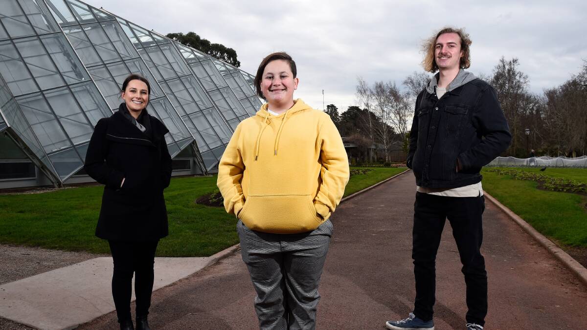 SHOWCASE: Danielle Gervasoni, Jacob Osenaris and Shon Dunn are all excited for the Ballarat Youth Awards. Picture: Adam Trafford.