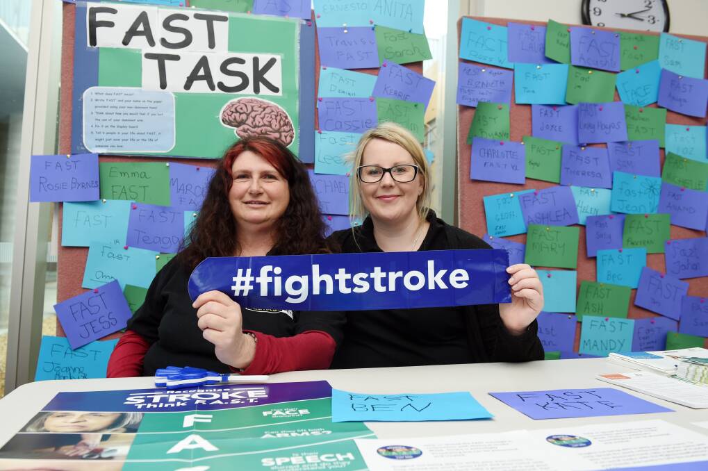 #FIGHTSTROKE: Janet Kennedy (left) and Casey Hair (right) are encouraging Australians to take control of their health and prevent stroke. PICTURE: KATE HEALY. 