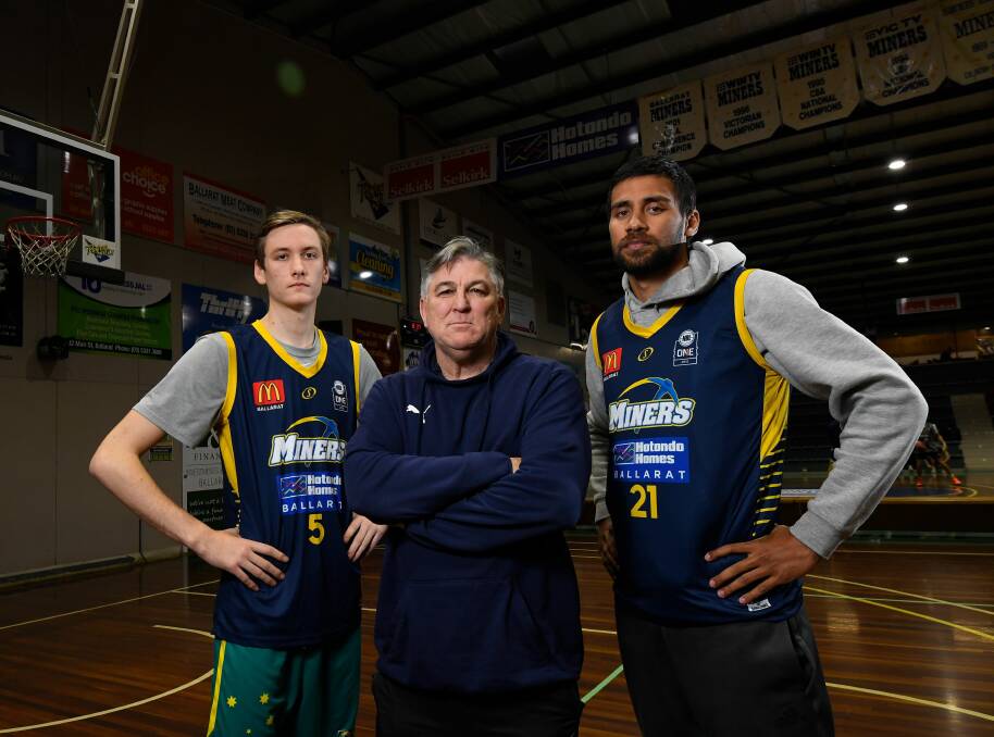 MINER-MANIA: Coach Brendan Joyce and Co-Captains Sam Short and Josh Fox are ready for Saturday night's final against Kylsith. Picture: Adam Trafford.