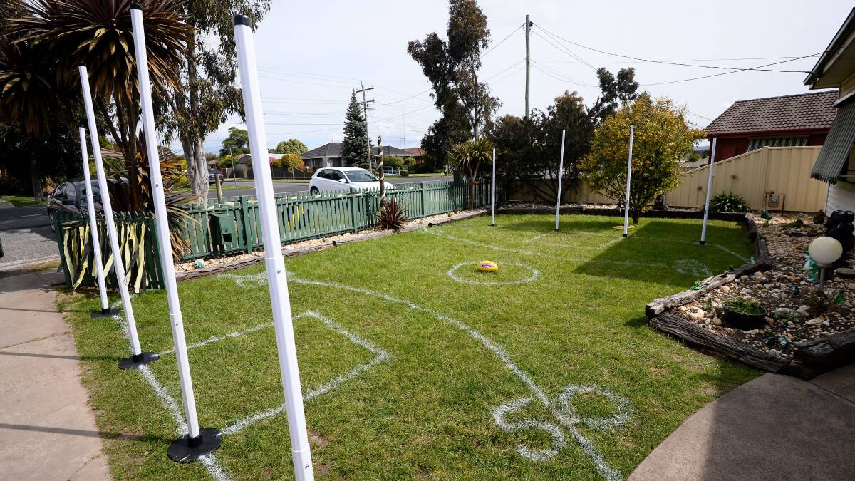 The Campbell's front yard football ground. Picture: Adam Trafford.