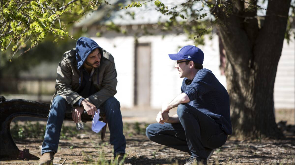 DIRECTION: Series creator and writer Glen Dolman (right) on set with Melbourne actor Ryan Corr. Picture: Stan.
