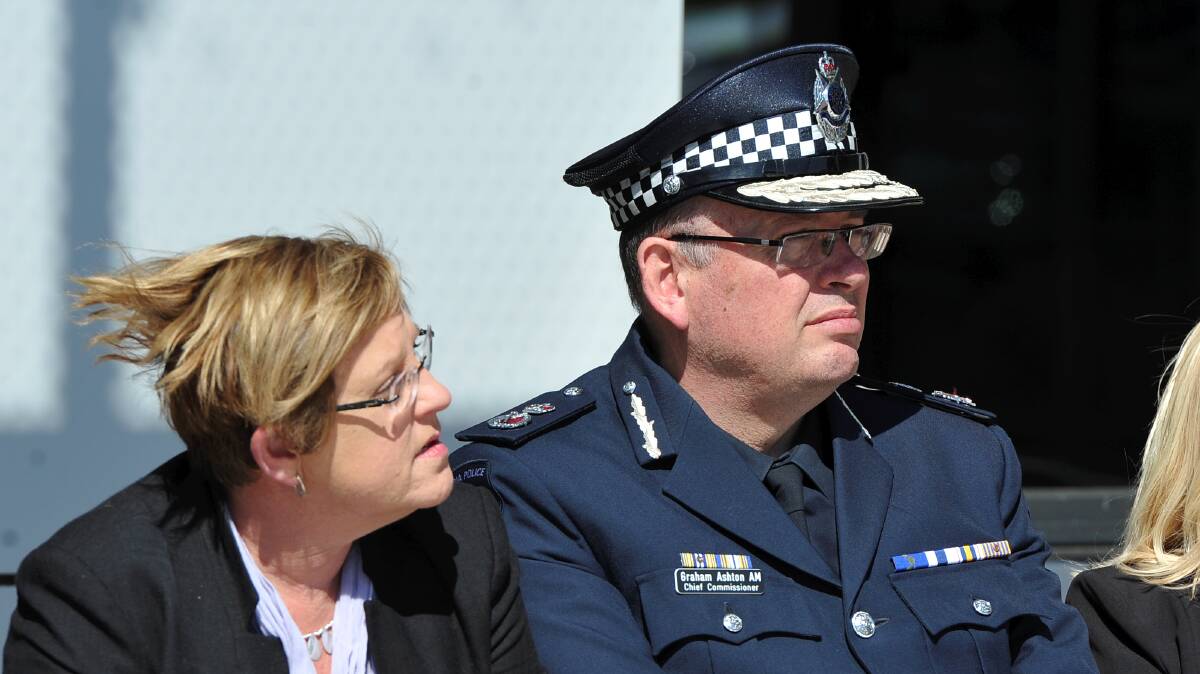 ANNOUNCEMENT: Police Minister Lisa Neville and Chief Commissioner Graham Ashton were in Ballarat to announce the new service. Picture: Lachlan Bence