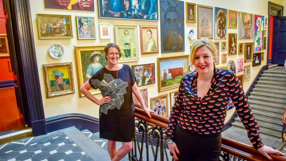 WE'RE BACK: Art Gallery of Ballarat director Louise Tegart (right) said she is thrilled to see people back inside the gallery. Picture: Brendan McCarthy.