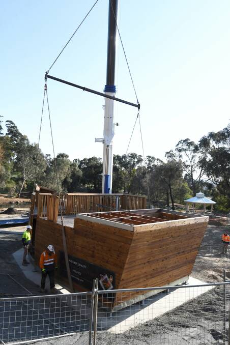 ARRIVED: New playground being installed at Sovereign Hill. PICTURE: LACHLAN BENCE
