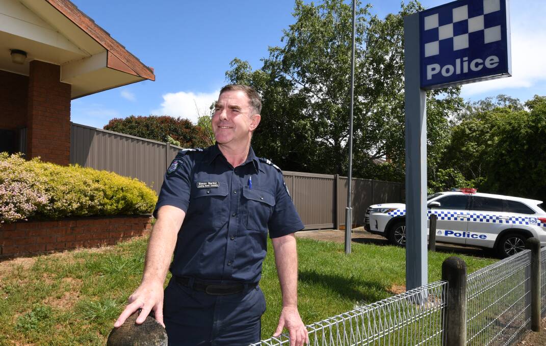 BRAVERY: Simon Barker stands out the front of the Creswick Police Station, where he has been stationed for the past eight years. Picture: Lachlan Bence. 