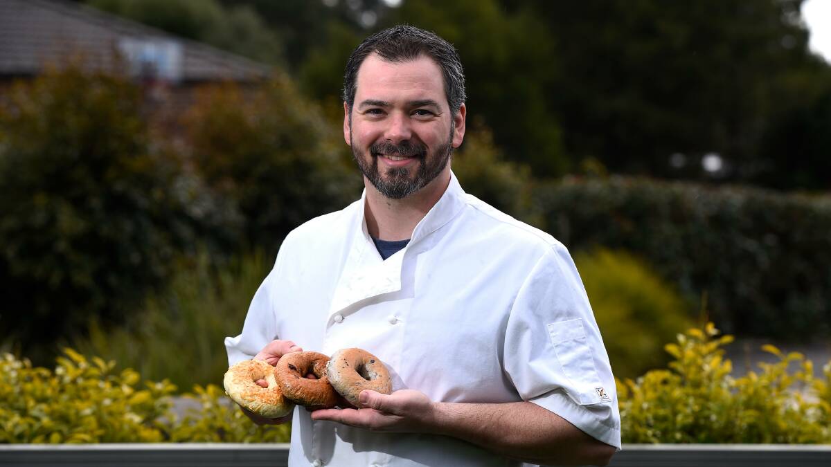 DELICIOUS: Mark Walker shows off some of his homemade bagels. Picture: Adam Trafford. 