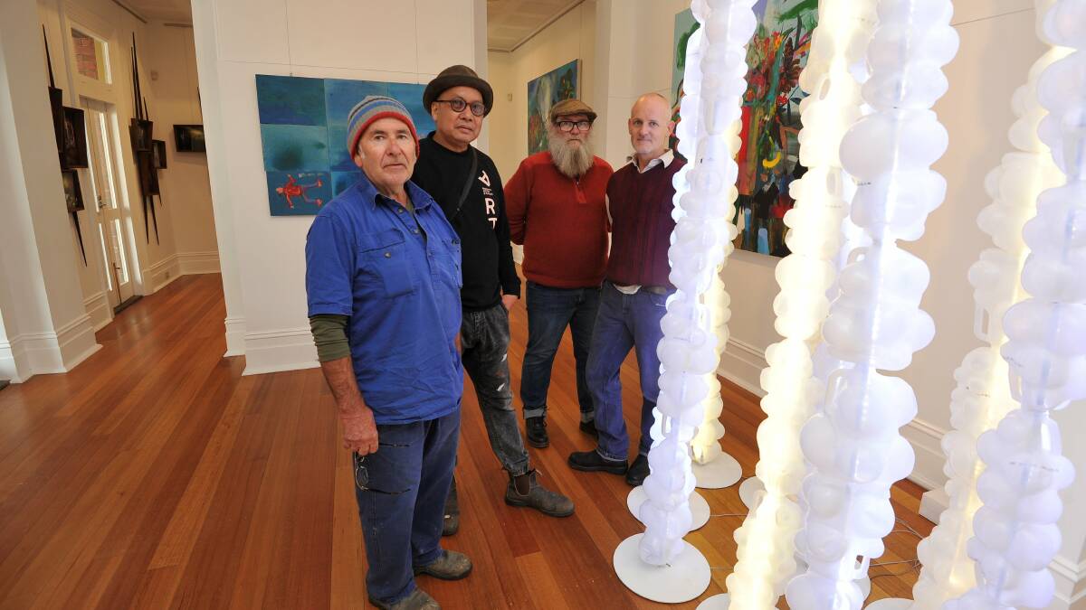 COLLABORATION: Pete Gregg, Diokno Pasilan, David Bromfield, Scott Fredericks come together for the 'Locus' exhibition in the Backspace Gallery. Picture: Lachlan Bence.