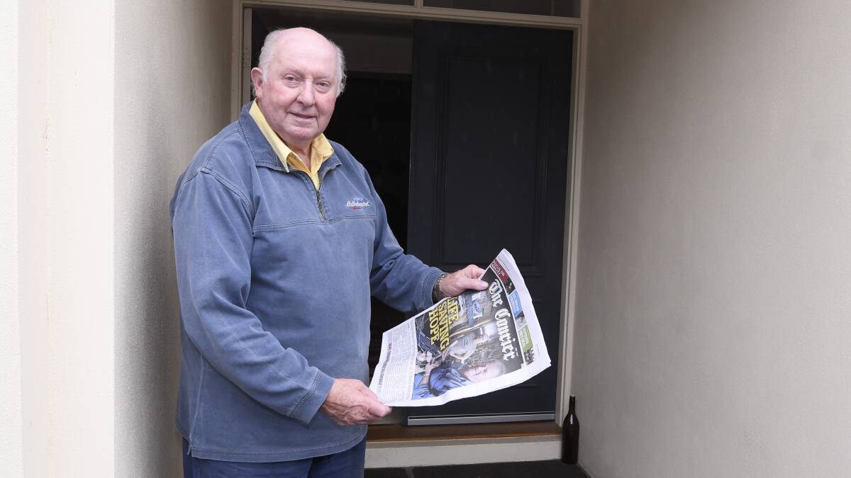 DELIVERED: Bob Lovett has started to get his newspapers delivered after losing the ability to walk to the shops. Picture: Lachlan Bence.