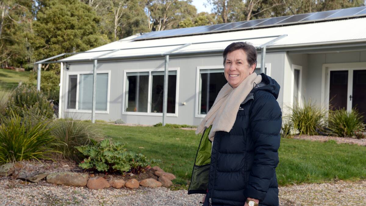 HOME SWEET HOME: BREAZE Advocacy Group coordinator Therese Footner wants to see more homes like Jeff Dobell's built with sustainable design principles. Picture: Kate Healy 