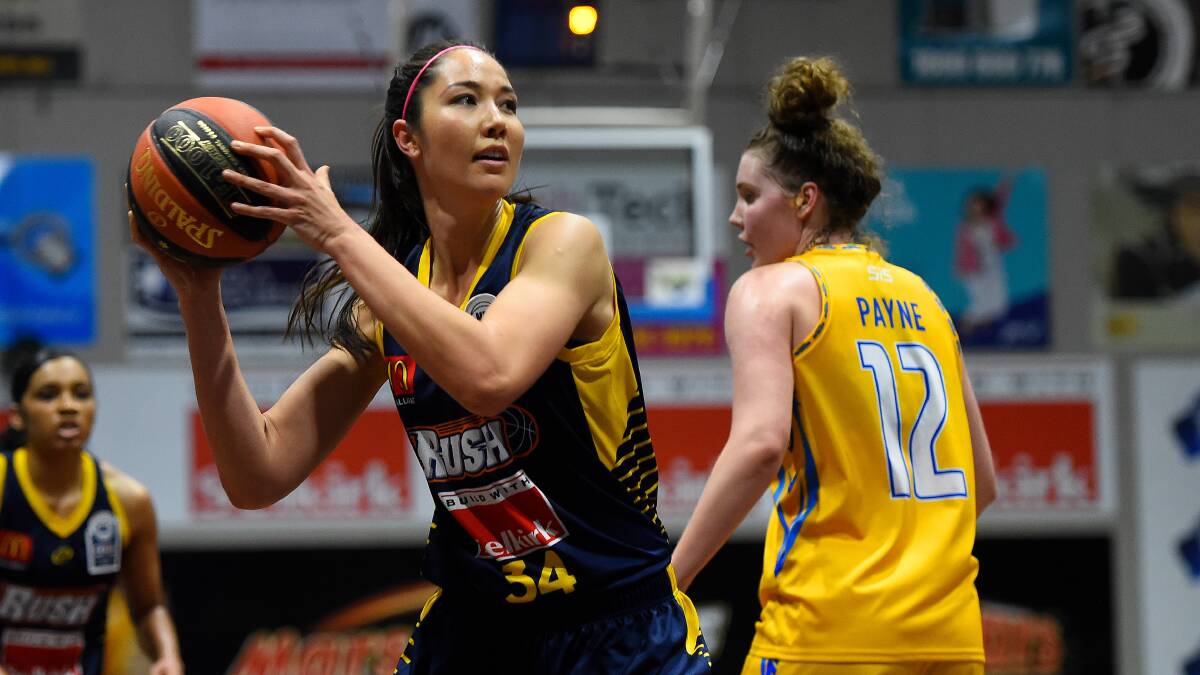 FALLING SHORT: Rush centre Joy Burke registered 12 points and four rebounds in the loss to the Cobras. Picture: Adam Trafford.