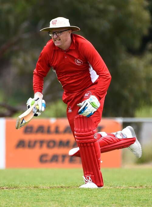 NO HELMET: Wendouree's Craig Jenkins opts not to wear a helmet while betting. Picture: Adam Trafford. 