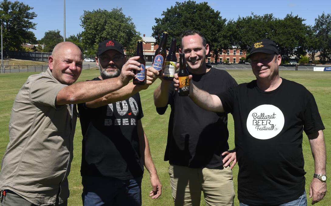 Beer time: Athletic Club's Peter Parry, Red Duck's Scott Wilson-Browne, Rebellion's Andrew Lavery and Ballarat Beer Festival director Ric Dexter.  