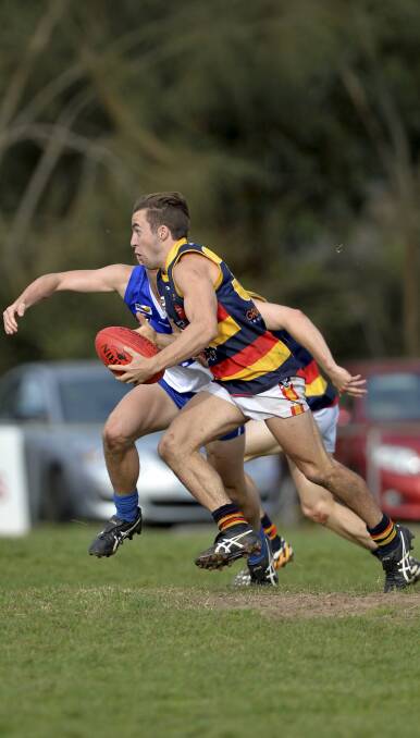 Instrumental: Rupert Sangster was named Beaufort's best-on-ground in the Crows' loss to Waubra on the weekend.  Picture: Dylan Burns.