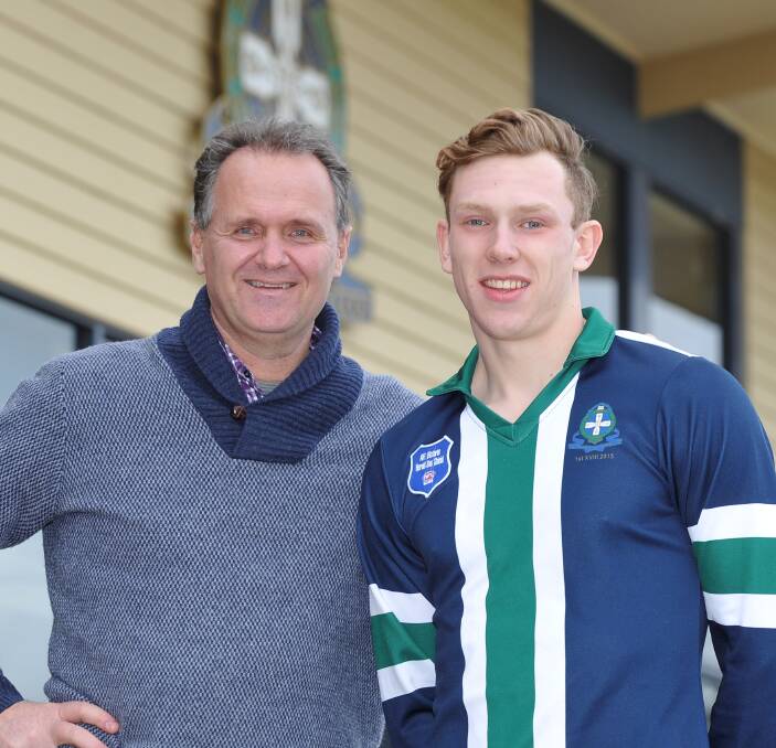 Ready to play: St Patrick's College coach Howard Clark and captain Hasker Dawborn will be looking to make history on Saturday in Herald Sun Shield final.  Picture: Lachlan Bence.  